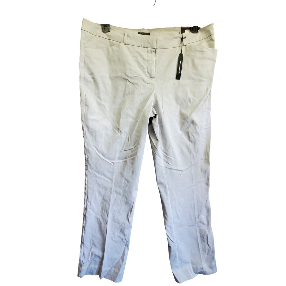 Worthington Womens Slim Fit Ankle Length Pants Light Gray Size 14 NWT